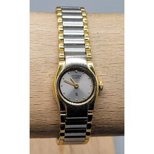 Citizen CQ Ladies Dainty Watch Vintage 5.75" Two Tone 3220-S25287 17mm Quartz